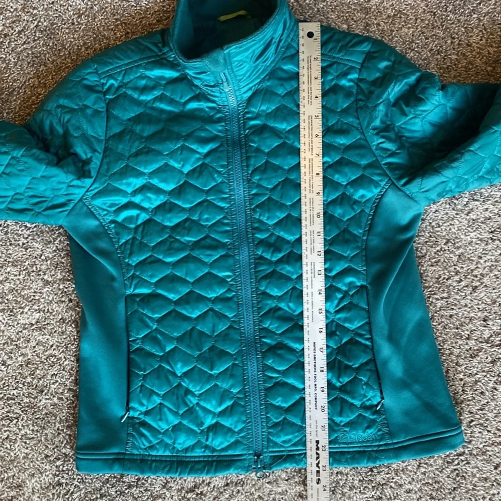 L.L. Bean EUC Teal Thinsulate Mock Collar Mixed Media Puffer Jacket, Women’s S - Picture 8 of 15